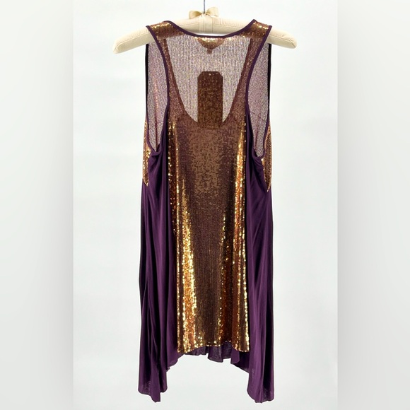NWT Tramp Purple Racerback Tank with Copper Sequin Detail - Picture 4 of 11